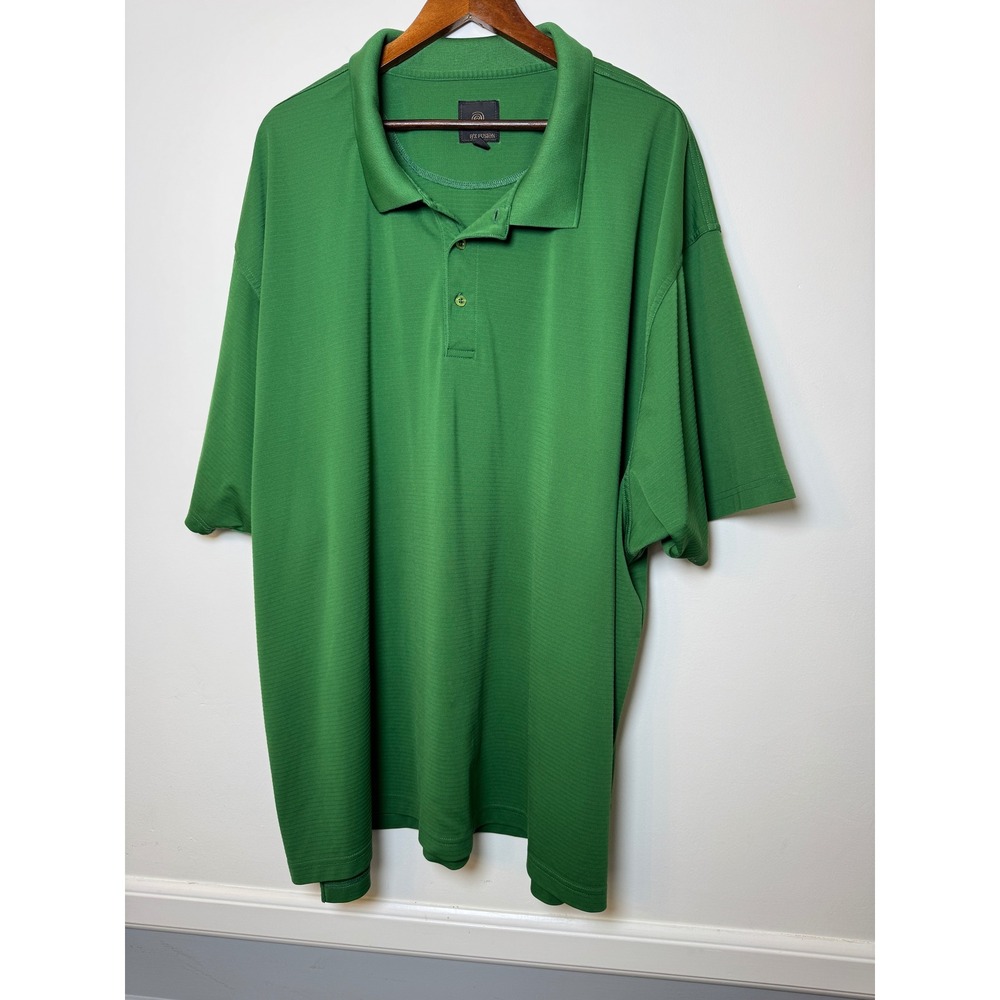 F/X Fusion Mens 5X Green Micro Ribbed Short Sleeve Polo Shirt Casual Big & Tall